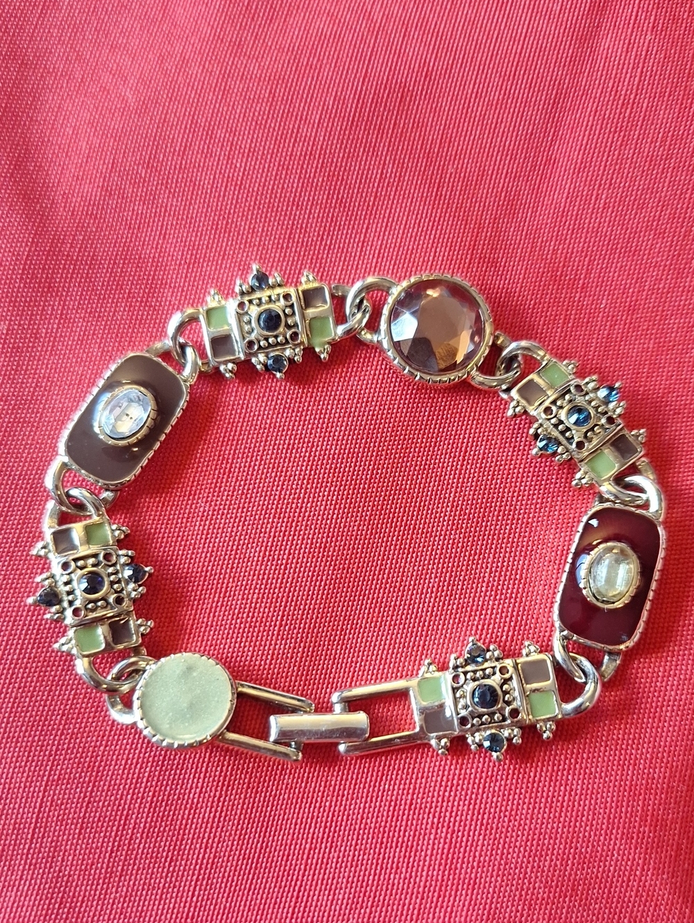Liz Claiborne Brown and Champagne Multi-Stone Link Bracelet